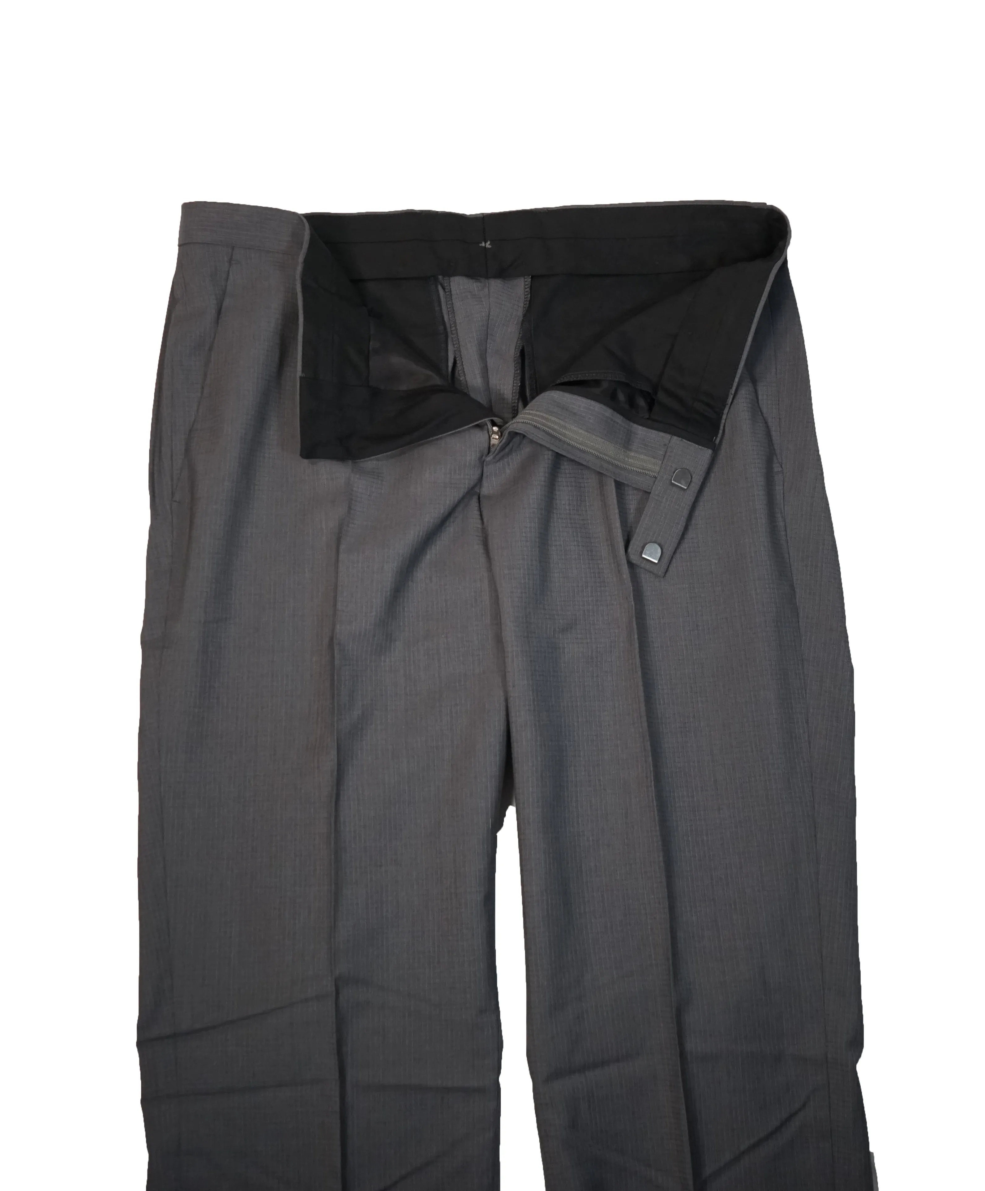 HUGO BOSS - Gray Micro Stripe Check effect Flat Front Dress Pants- 33W