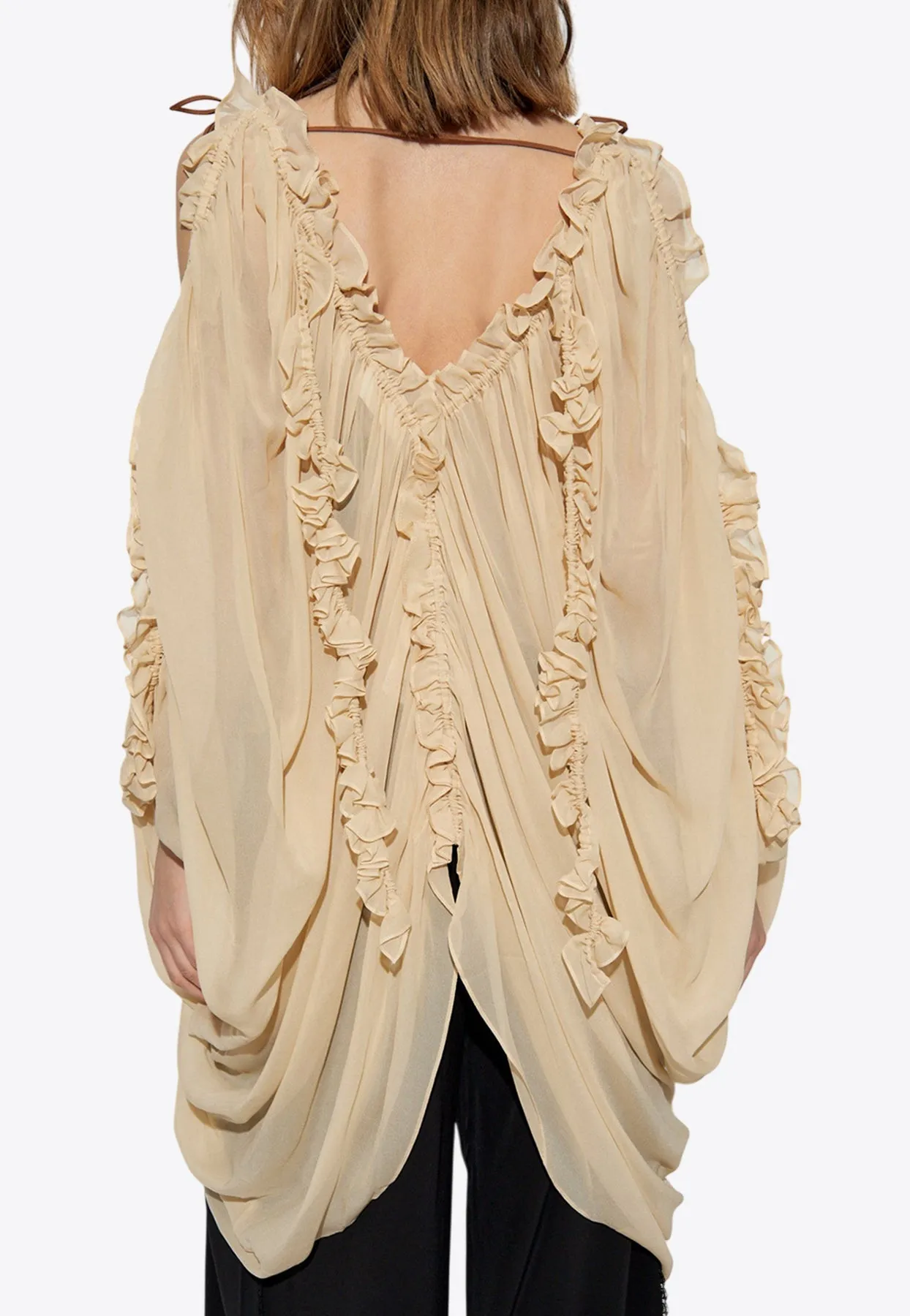 Illuminate Cold-Shoulder Draped Blouse