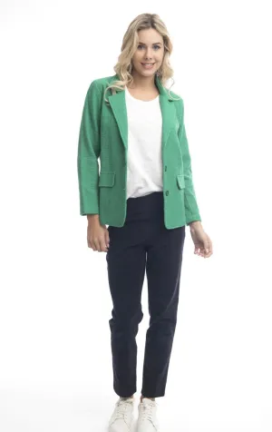 Ingrid Cotton Blazer In Emerald Green