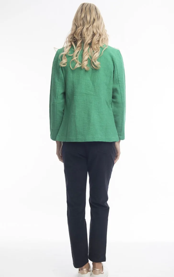 Ingrid Cotton Blazer In Emerald Green