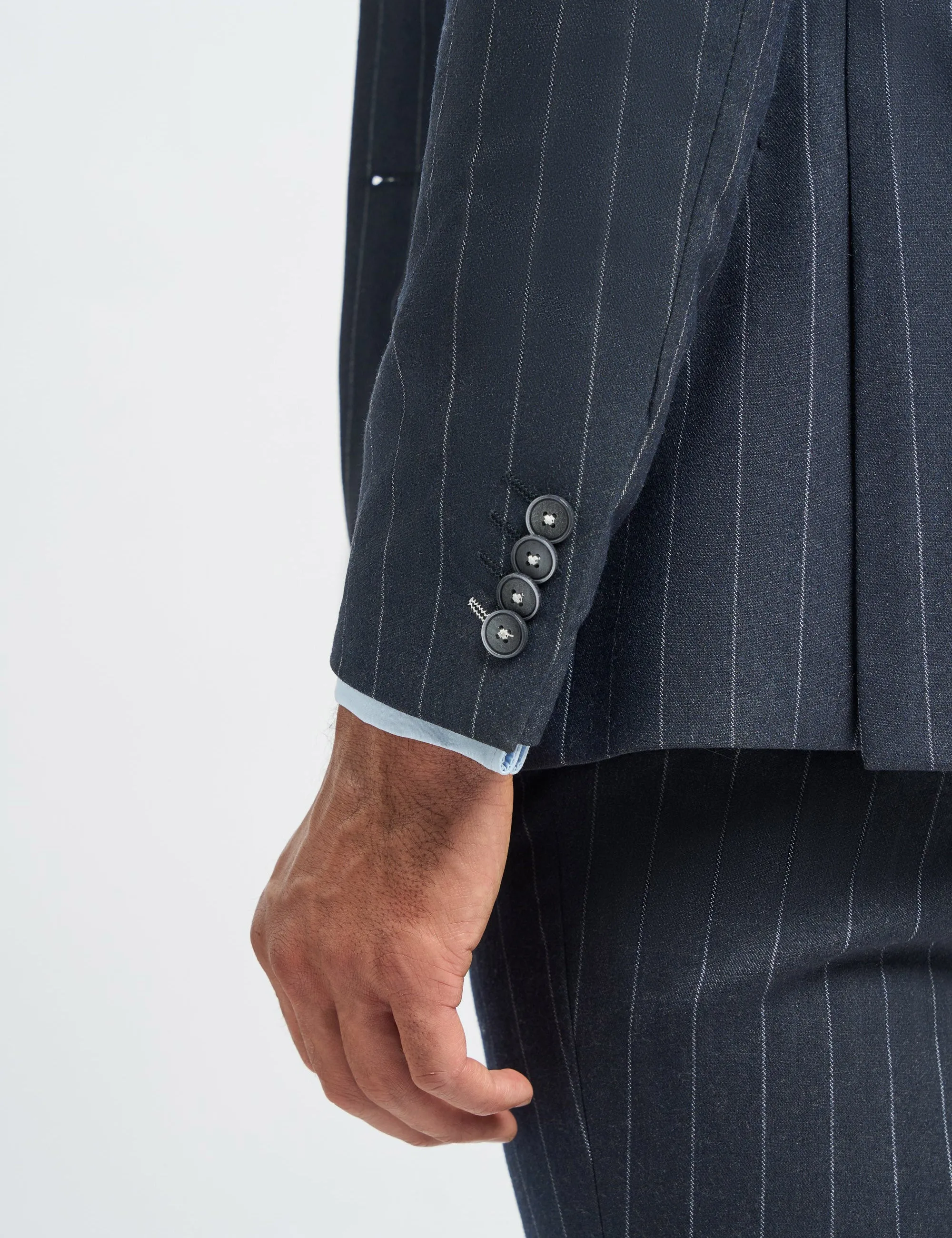 INVINCIBLE – NAVY 3 PIECE PINSTRIPE SUIT TAILORED FIT