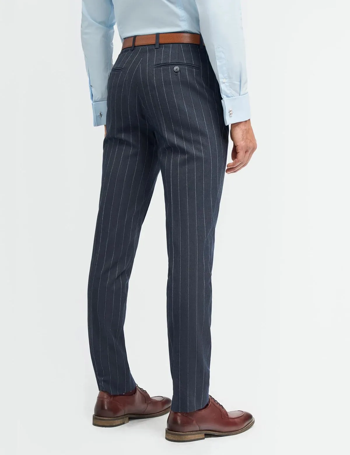 INVINCIBLE – NAVY 3 PIECE PINSTRIPE SUIT TAILORED FIT