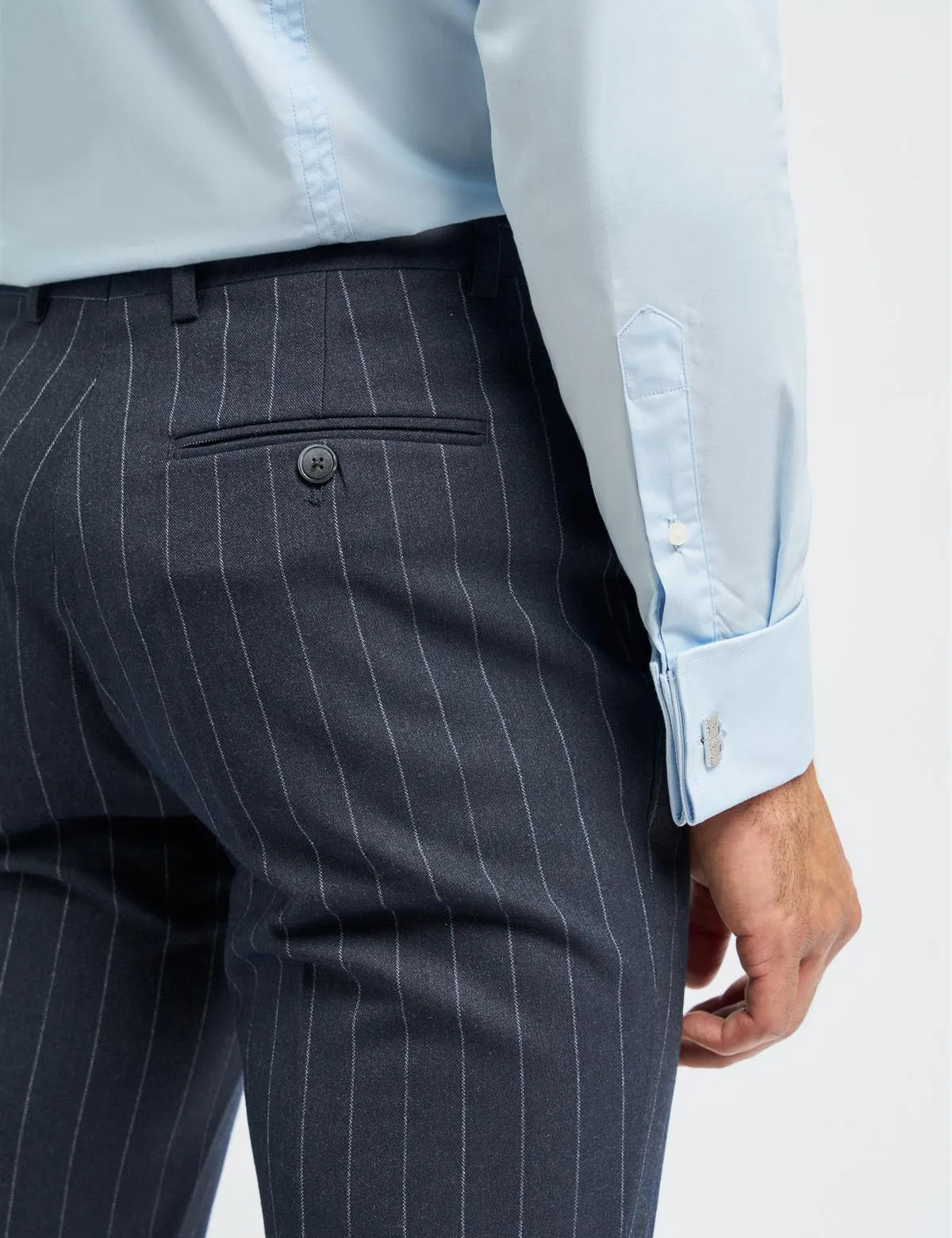 INVINCIBLE – NAVY 3 PIECE PINSTRIPE SUIT TAILORED FIT