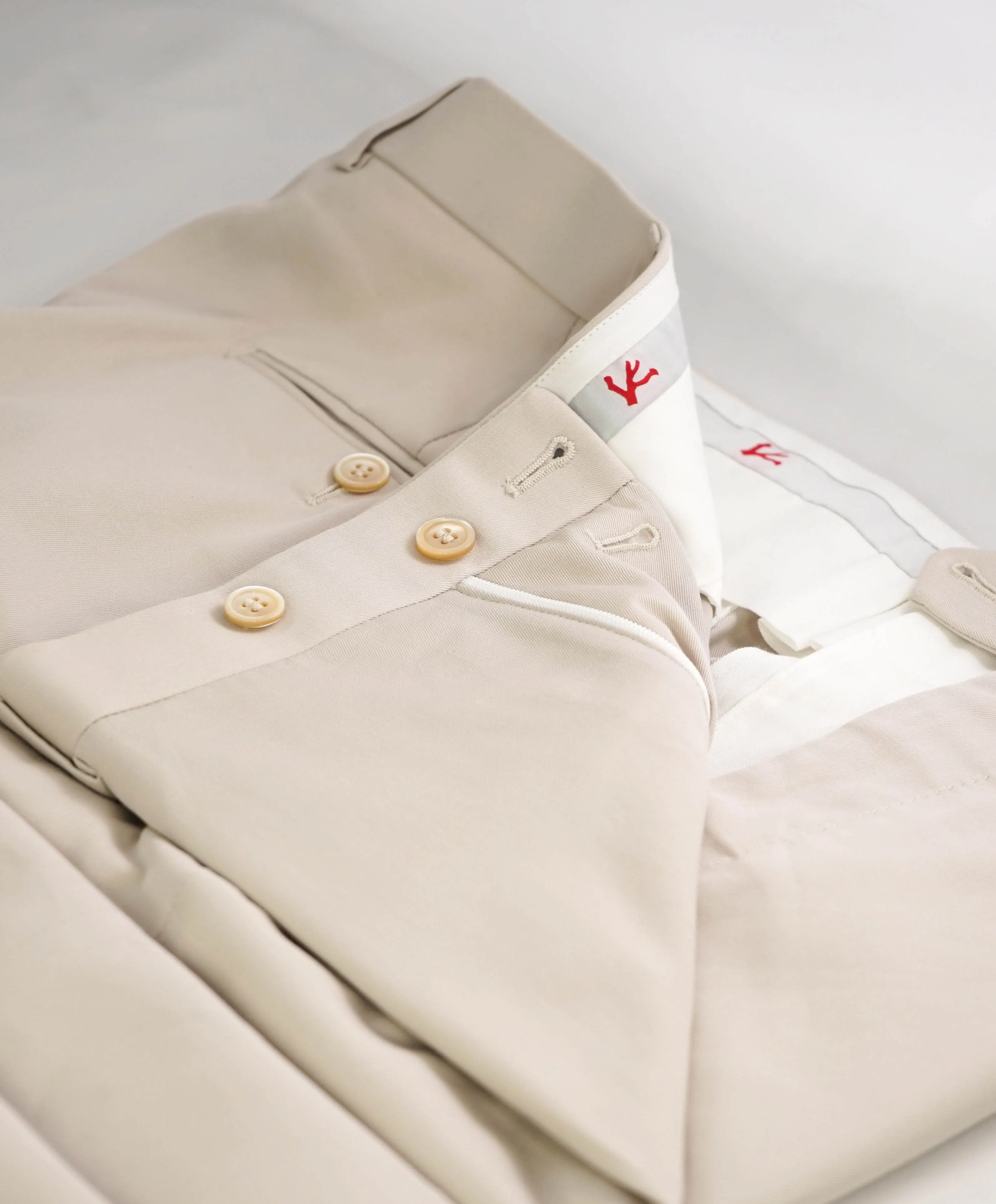 ISAIA - Stone Color Flat Front Cotton Dress Pants - 36W