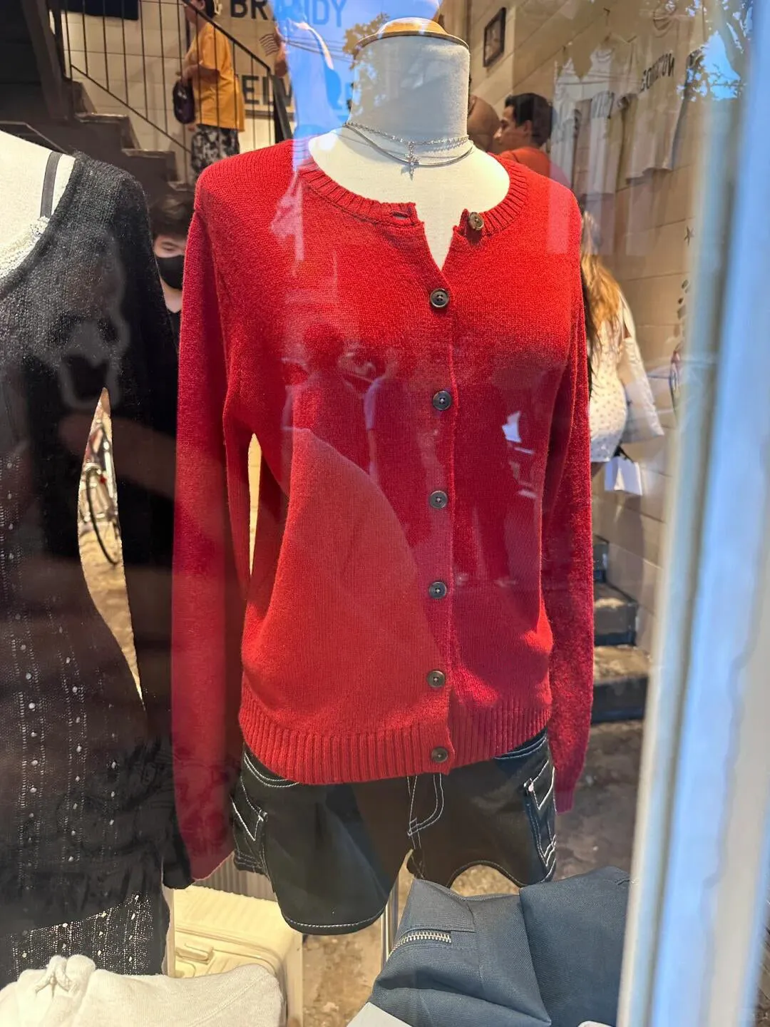 JazzHer New Vintage Red Sweater Single Breasted Cardigan Jackets Round Neck Knitting Outerwear Casual Fashion Pullovers Top Christmas