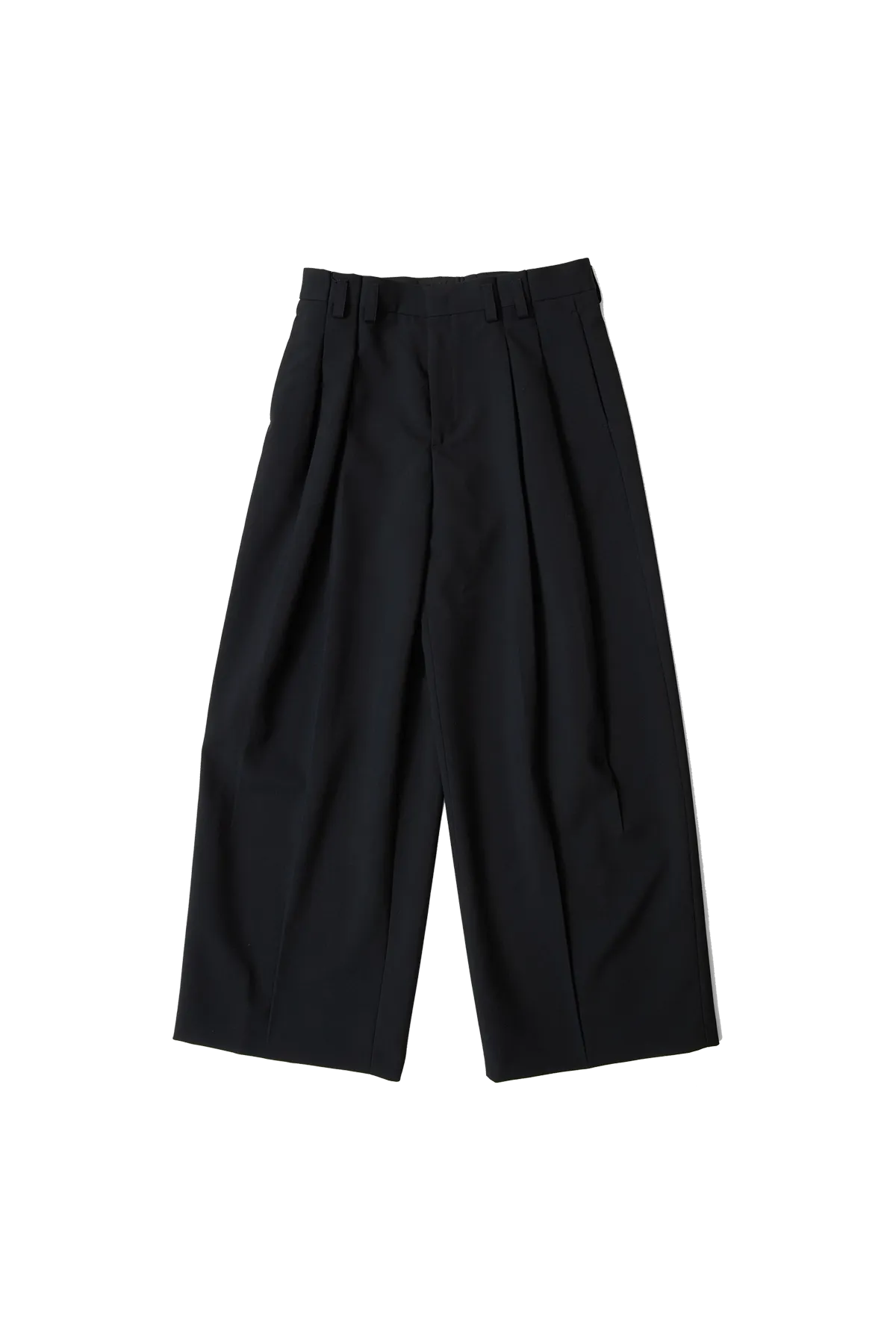Jil Sander Wool Double Pleated Wide Leg Trousers Black