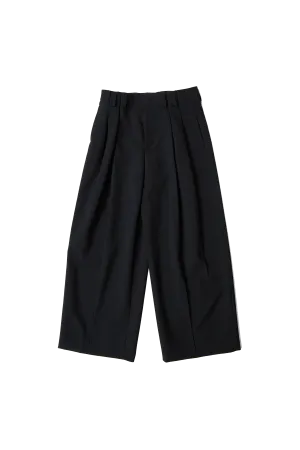 Jil Sander Wool Double Pleated Wide Leg Trousers Black