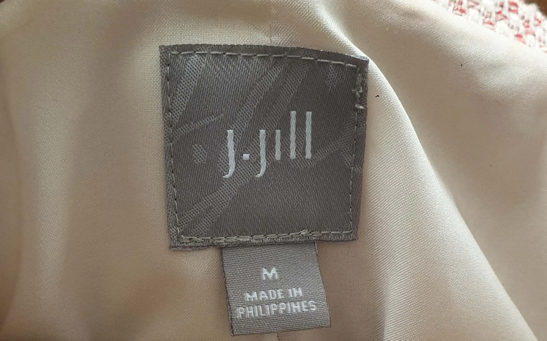 J.Jill red and white knit cotton jacket size M