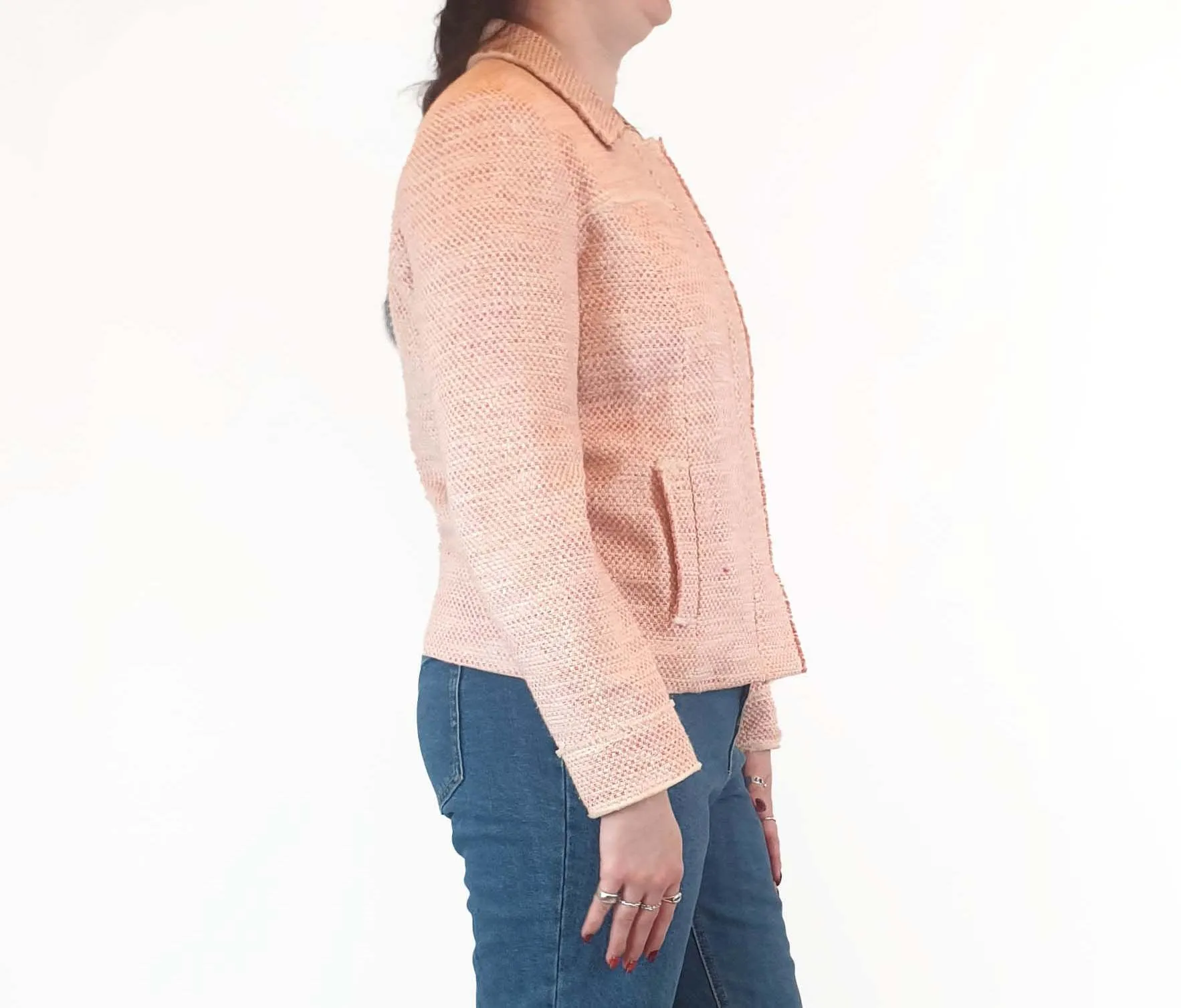 J.Jill red and white knit cotton jacket size M
