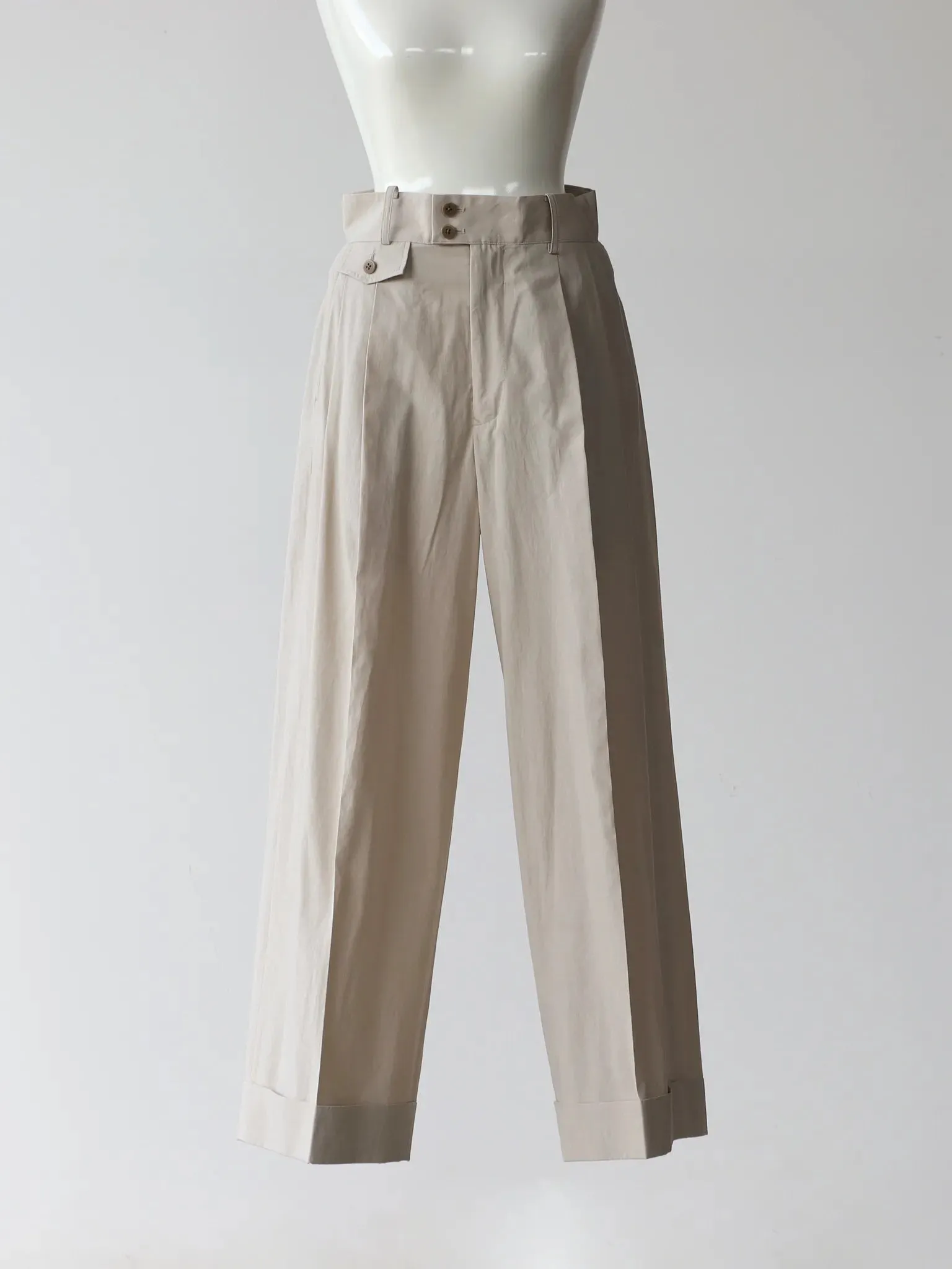 KAKAN | PLEATED WIDE TROUSERS BEIGE