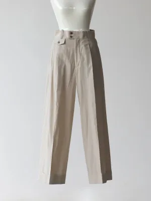 KAKAN | PLEATED WIDE TROUSERS BEIGE