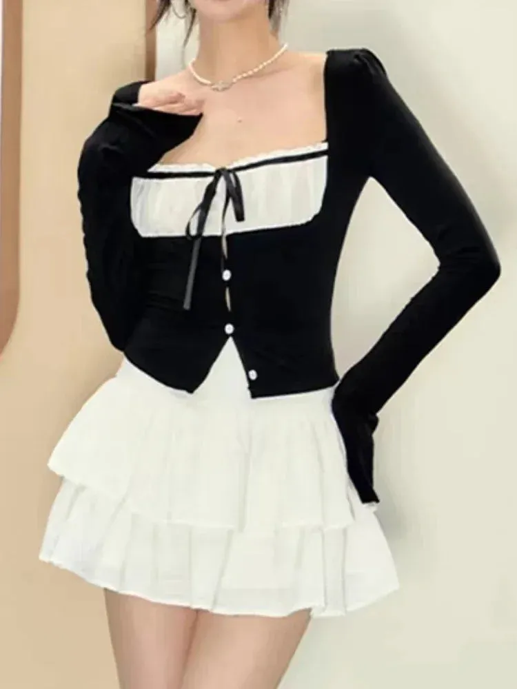 Kawaii Lolita Black Y2K 2 Piece Set