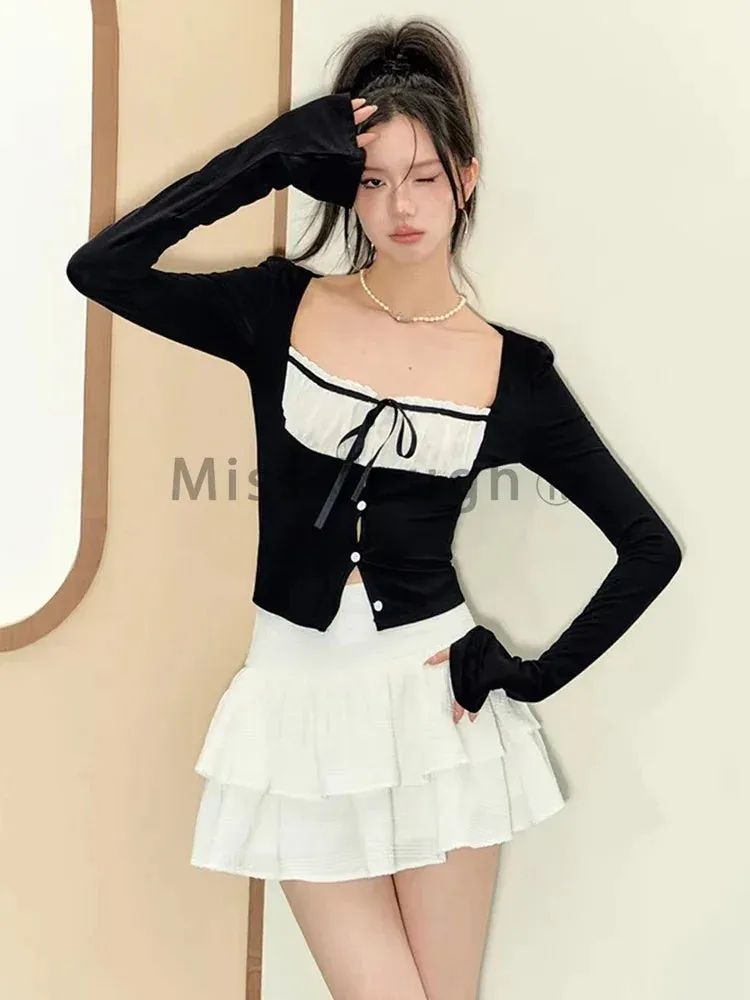 Kawaii Lolita Black Y2K 2 Piece Set