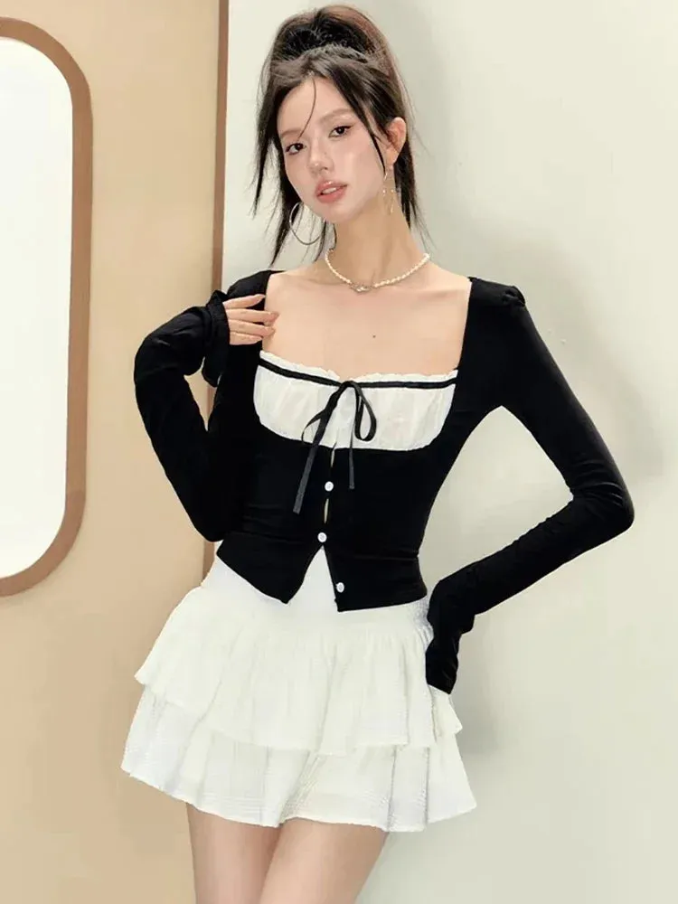 Kawaii Lolita Black Y2K 2 Piece Set