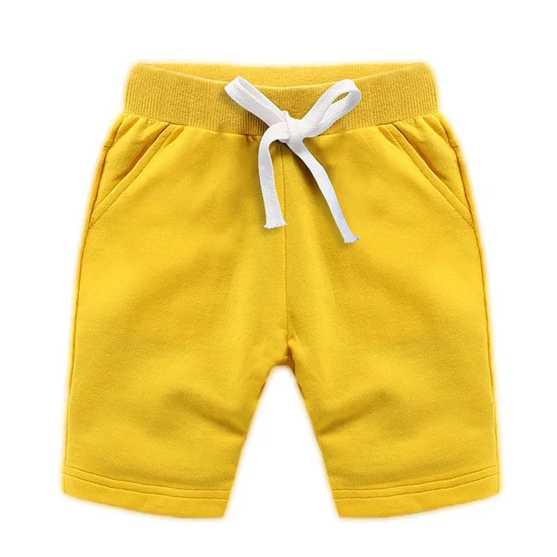 Kids Unisex Summer Solid Casual Cotton Shorts - Orange, Red, Yellow