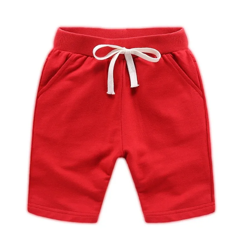 Kids Unisex Summer Solid Casual Cotton Shorts - Orange, Red, Yellow