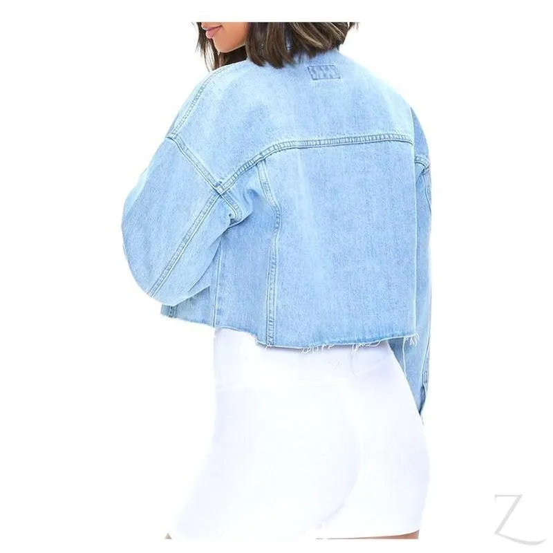 Ladies Super Strong Cropped Denim Jacket | Plain | "Fele"