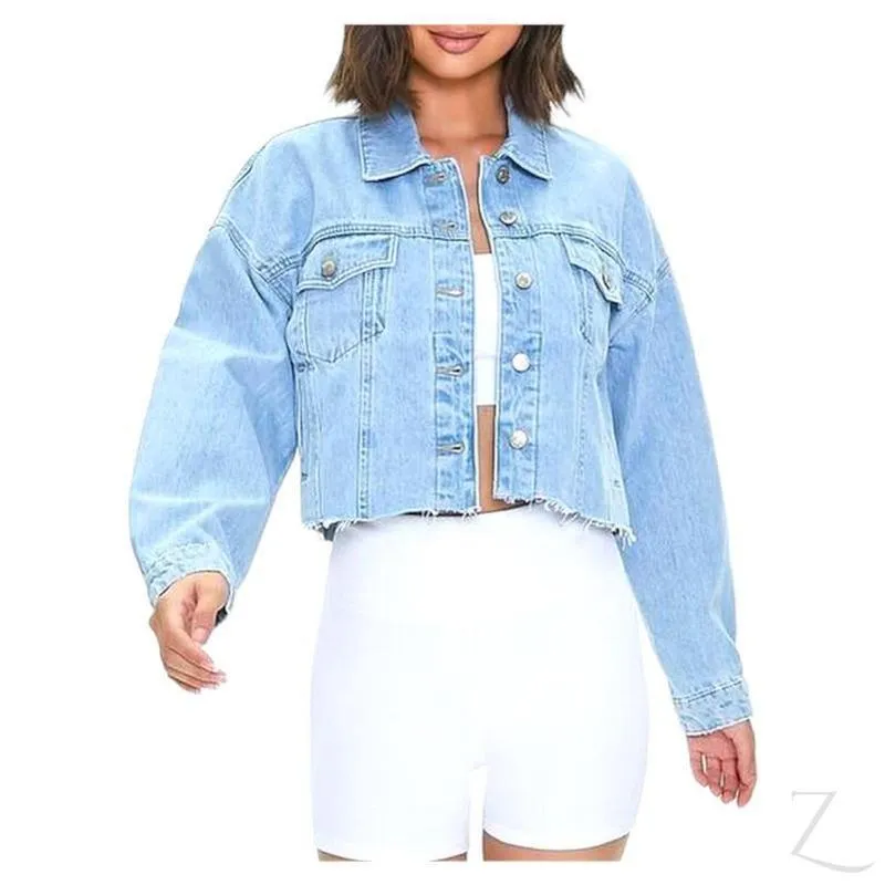 Ladies Super Strong Cropped Denim Jacket | Plain | "Fele"