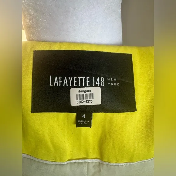 Lafayette 148 New York Zip-up blazer jacket pleated pockets 4 Small Neon Yellow