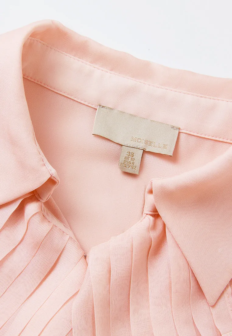 Lapel Ruffle-trim Chiffon Blouse