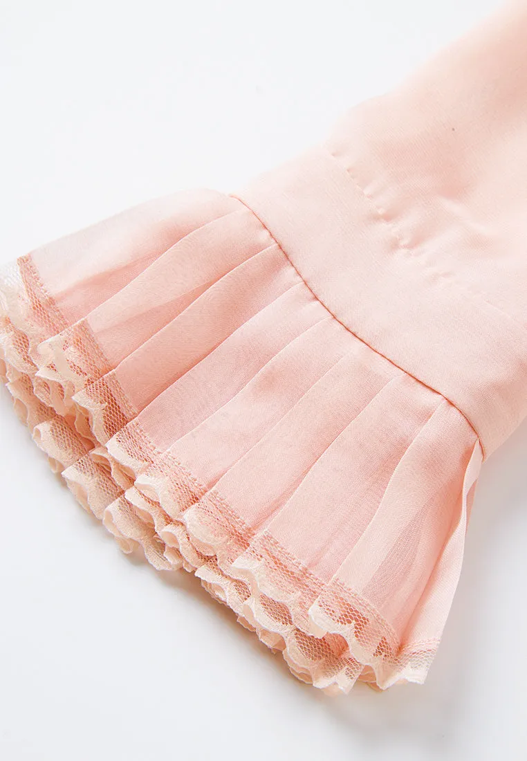 Lapel Ruffle-trim Chiffon Blouse