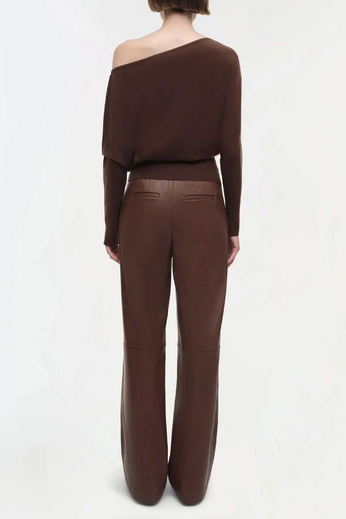 Lavina Draped Off Shoulder Sweater in Chocolate