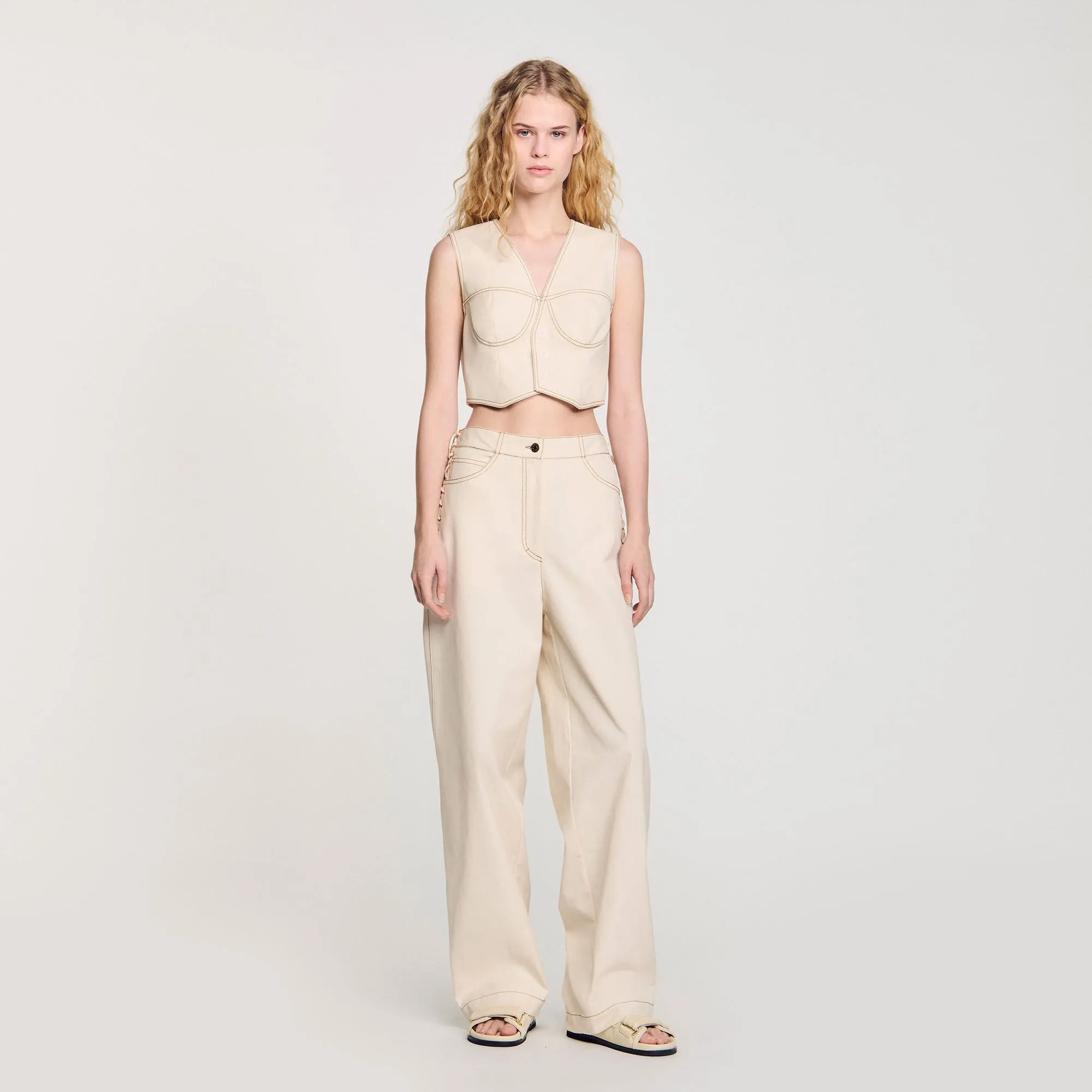 Leonie Denim Cropped Jacket Sand