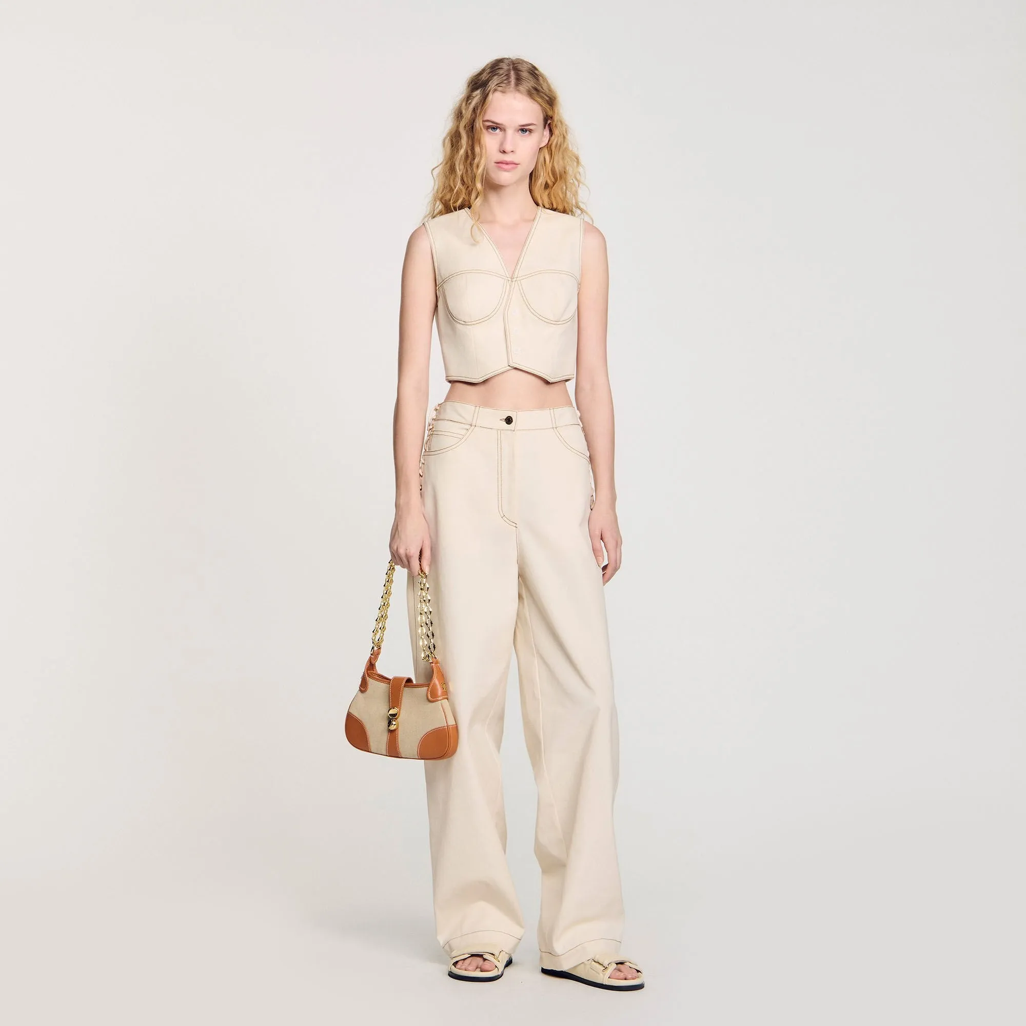 Leonie Denim Cropped Jacket Sand