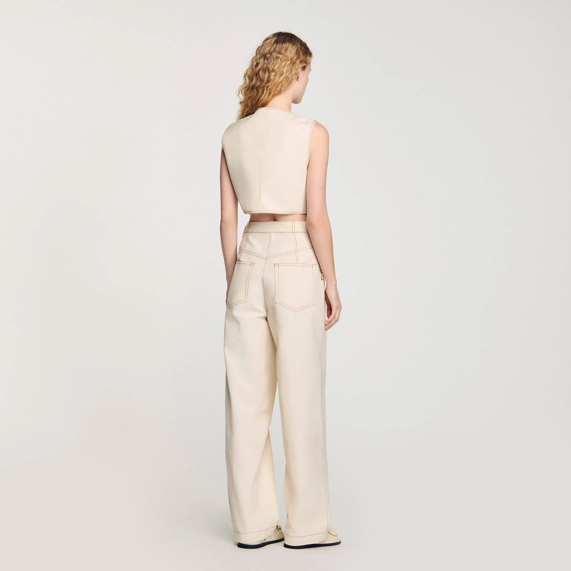 Leonie Denim Cropped Jacket Sand