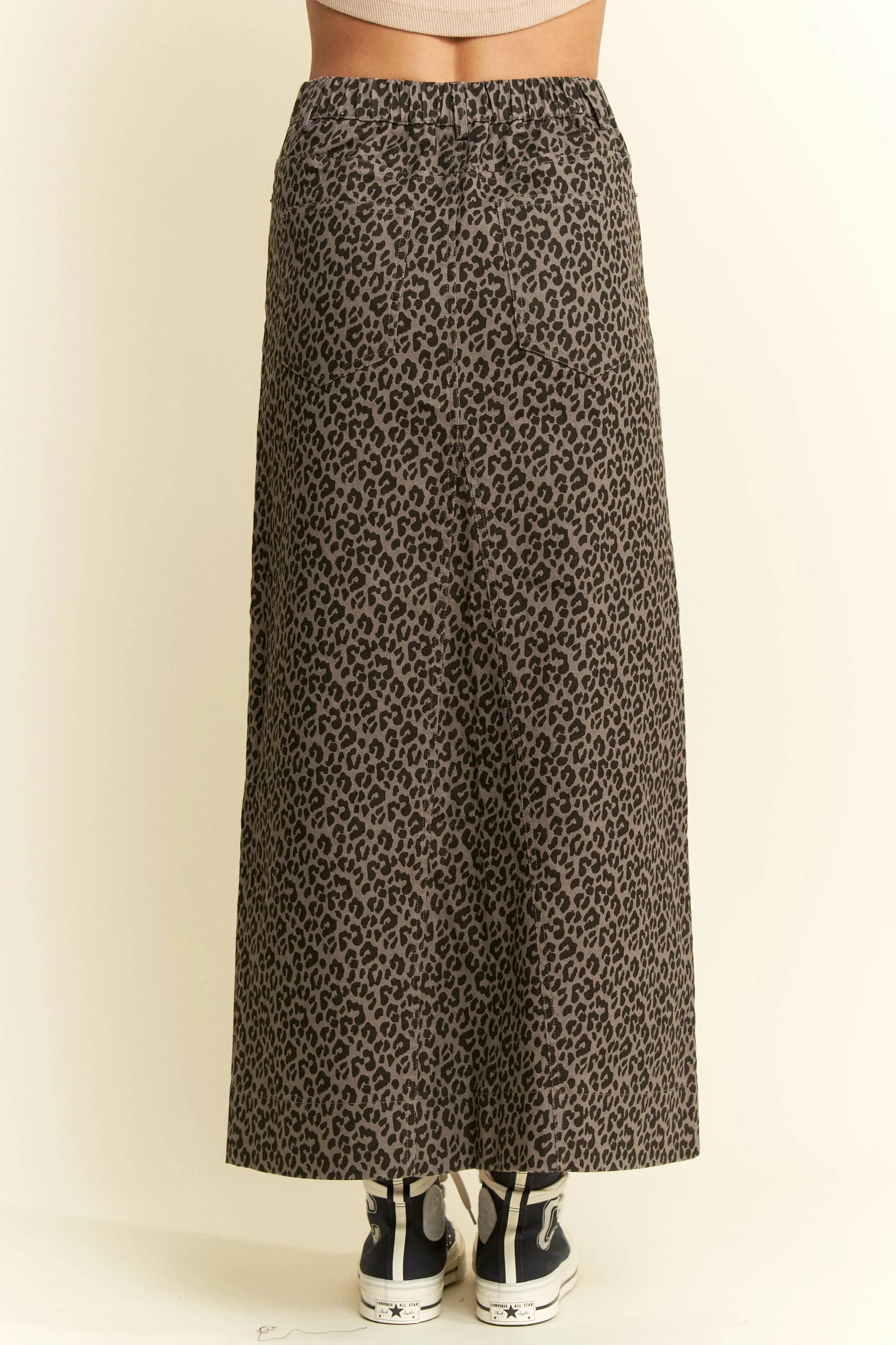 LEOPARD PRINT FRONT SLIT SKIRTS