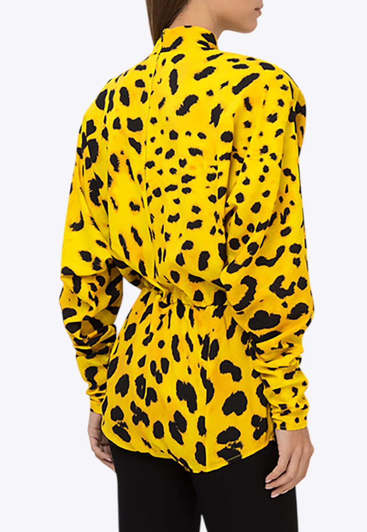 Leopard Print Silk Bodysuit