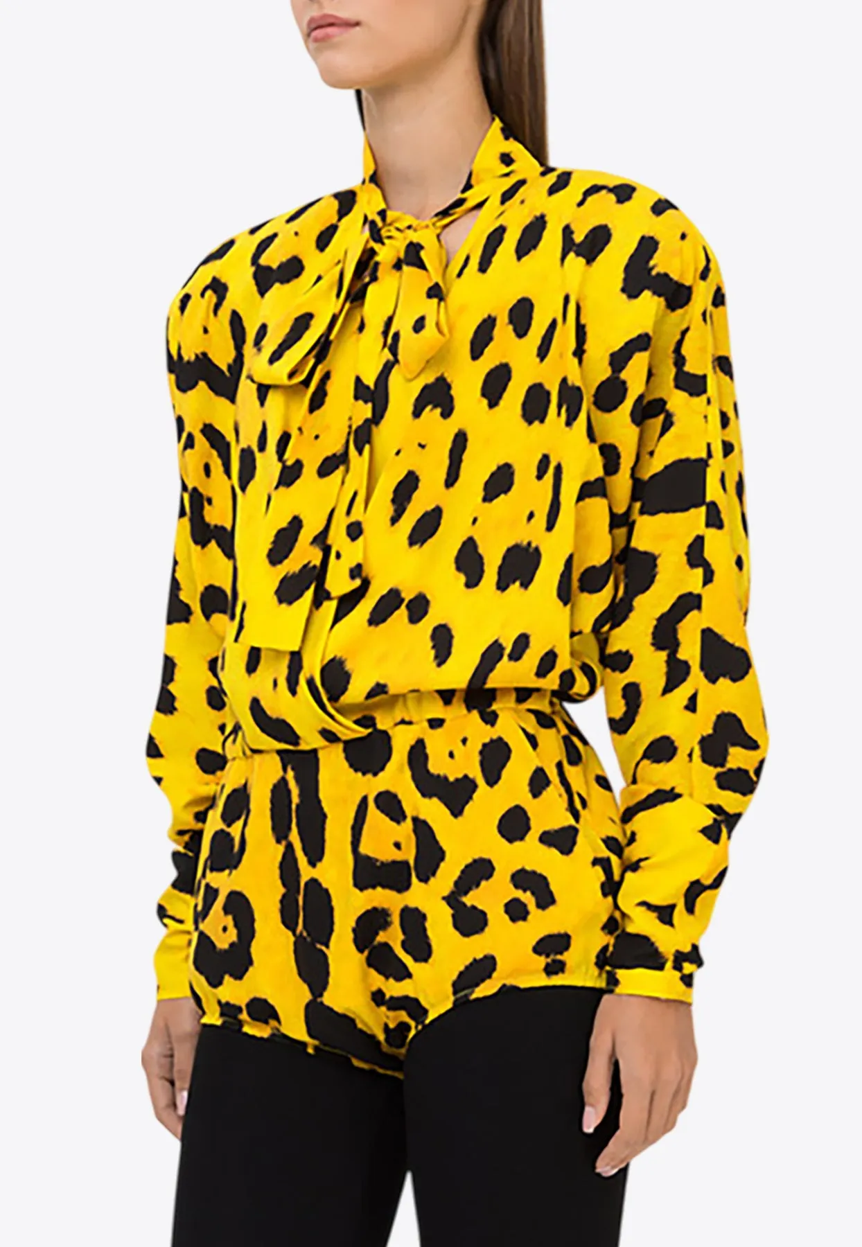 Leopard Print Silk Bodysuit