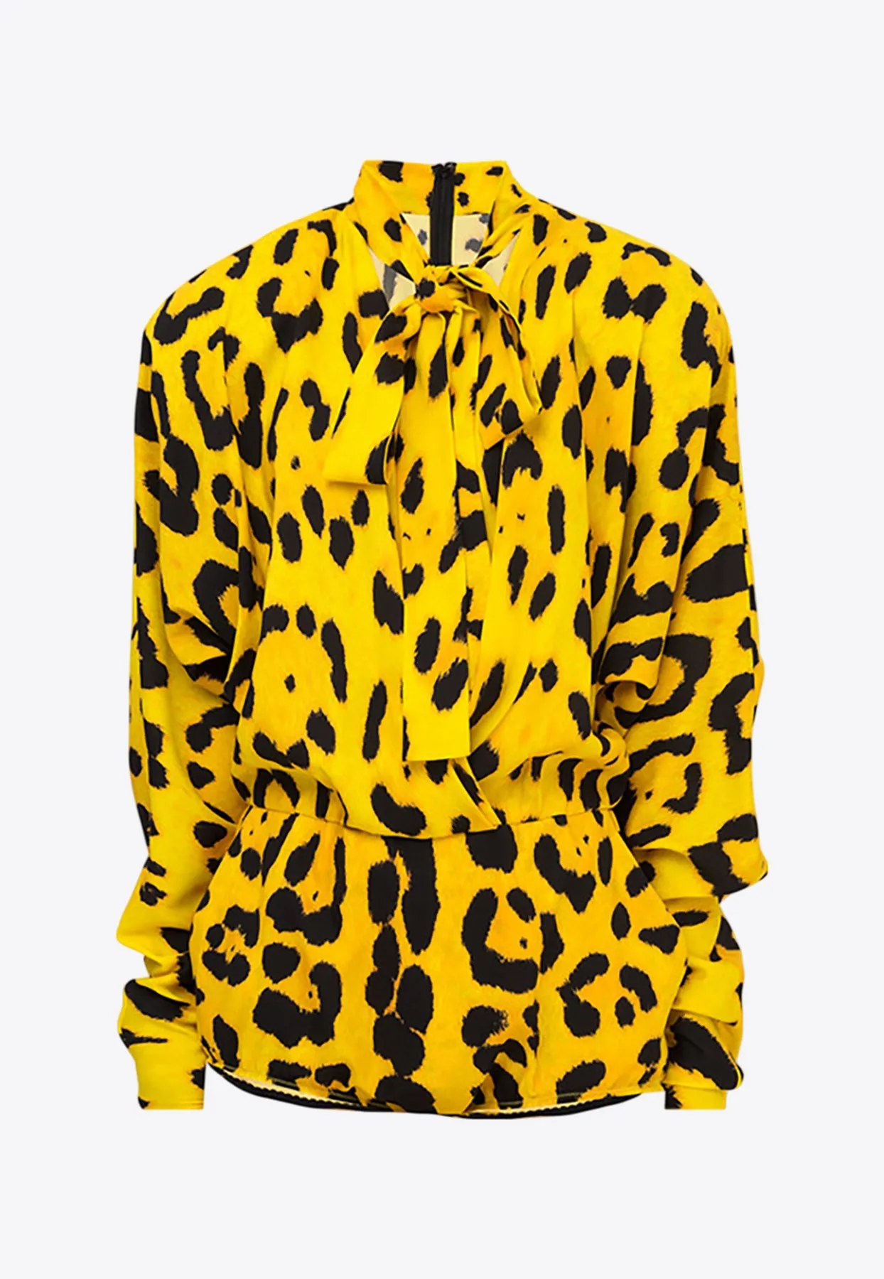 Leopard Print Silk Bodysuit