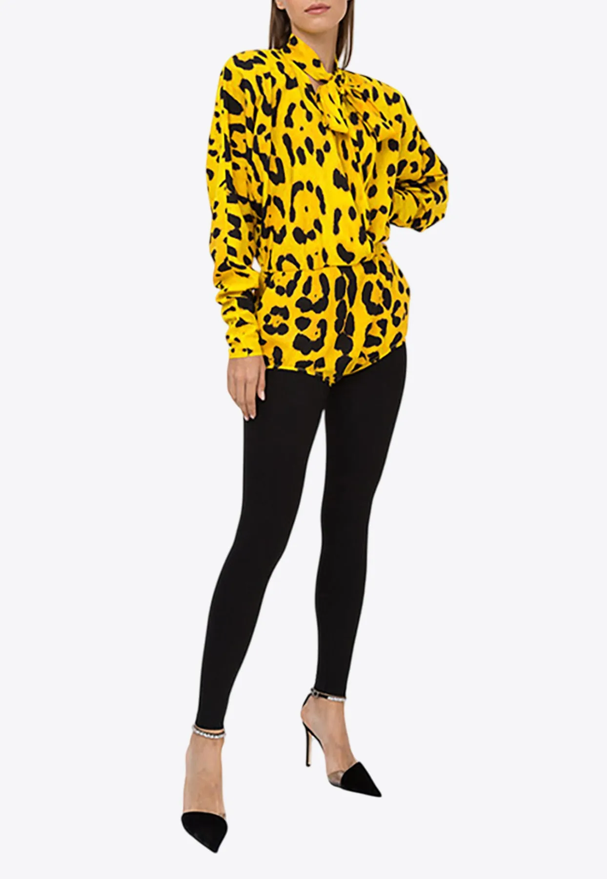 Leopard Print Silk Bodysuit