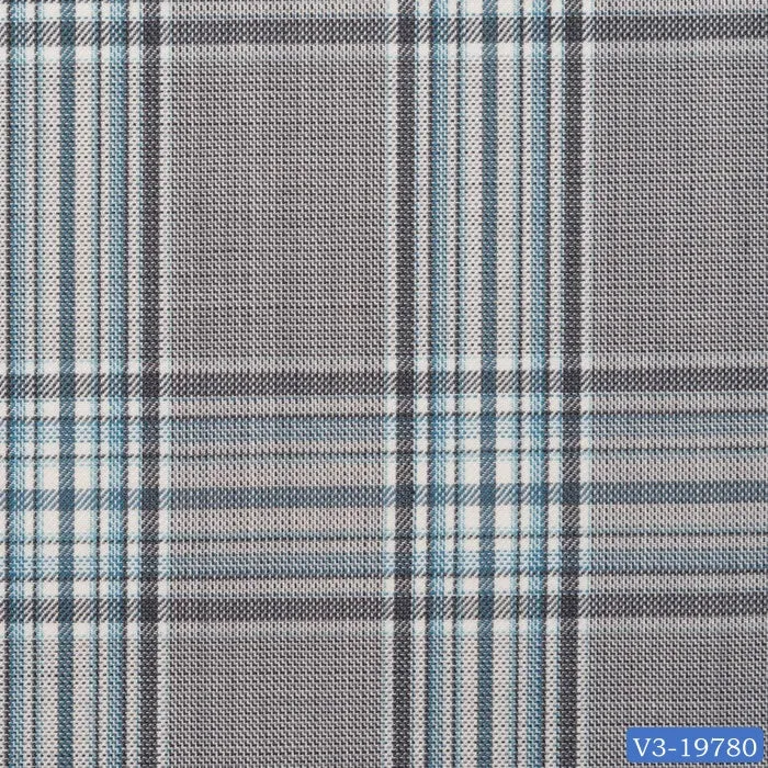 Light Grey with Teal Blue Plaid Check Suit