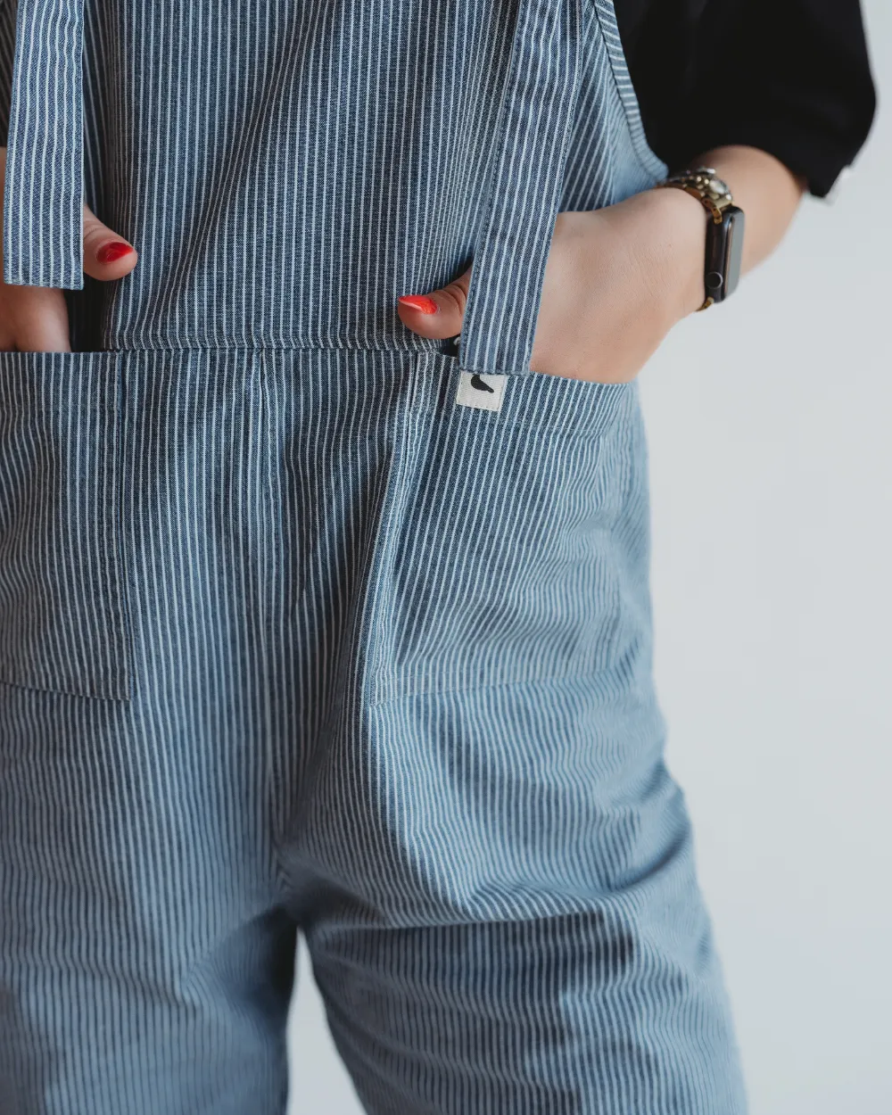 Lila Blue Pinstripe Print Dungarees