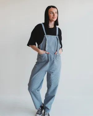 Lila Blue Pinstripe Print Dungarees