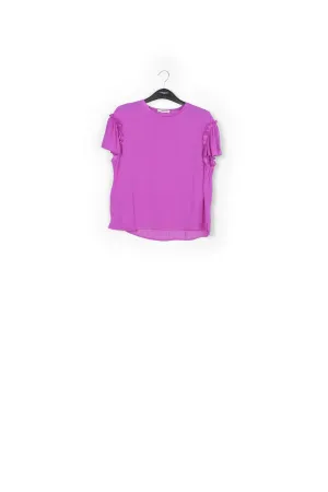 Lilac ruffled short-sleeve top