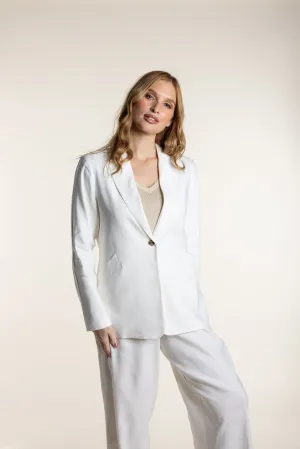 Linen Blazer - Single Breasted - Winter White