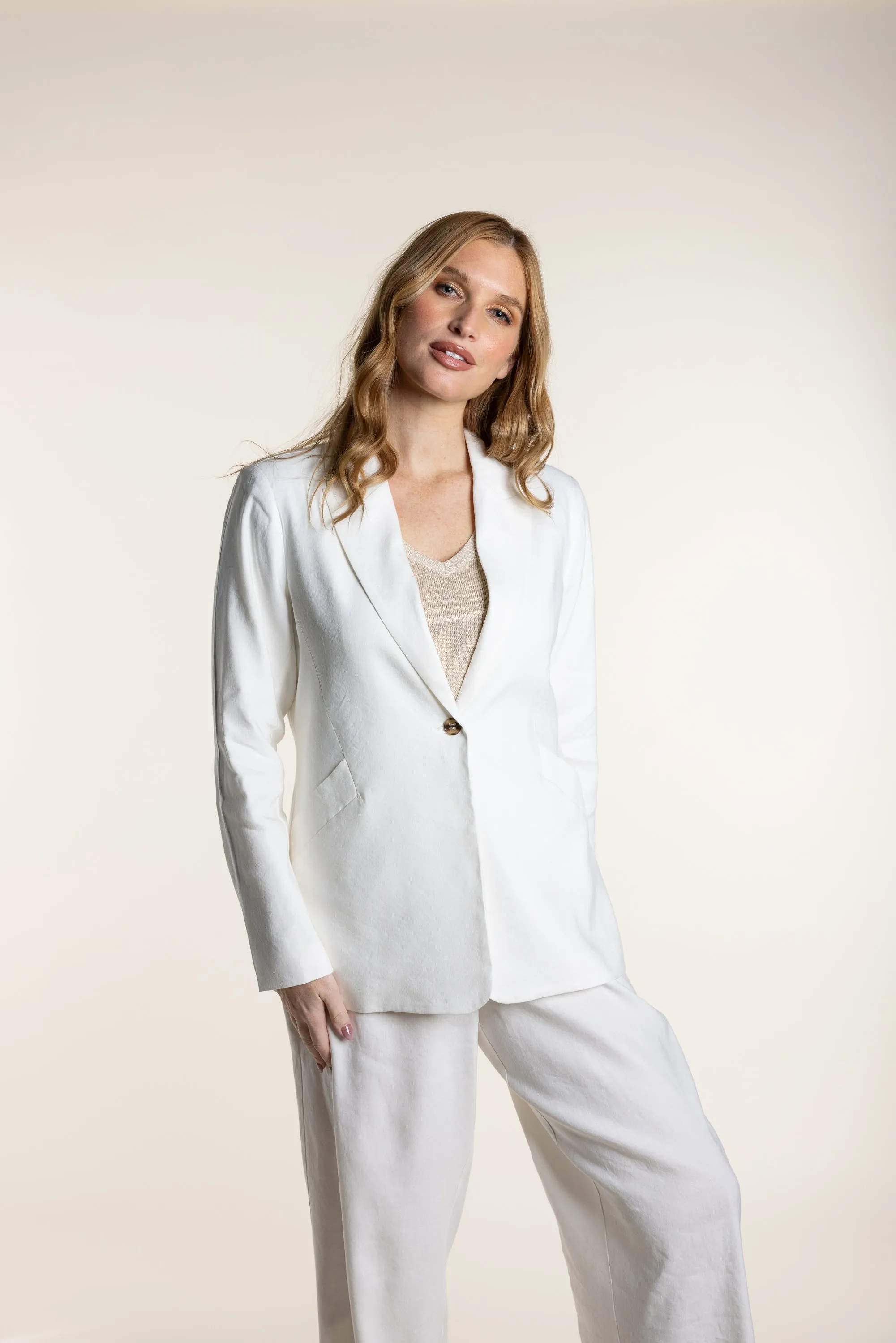 Linen Blazer - Single Breasted - Winter White