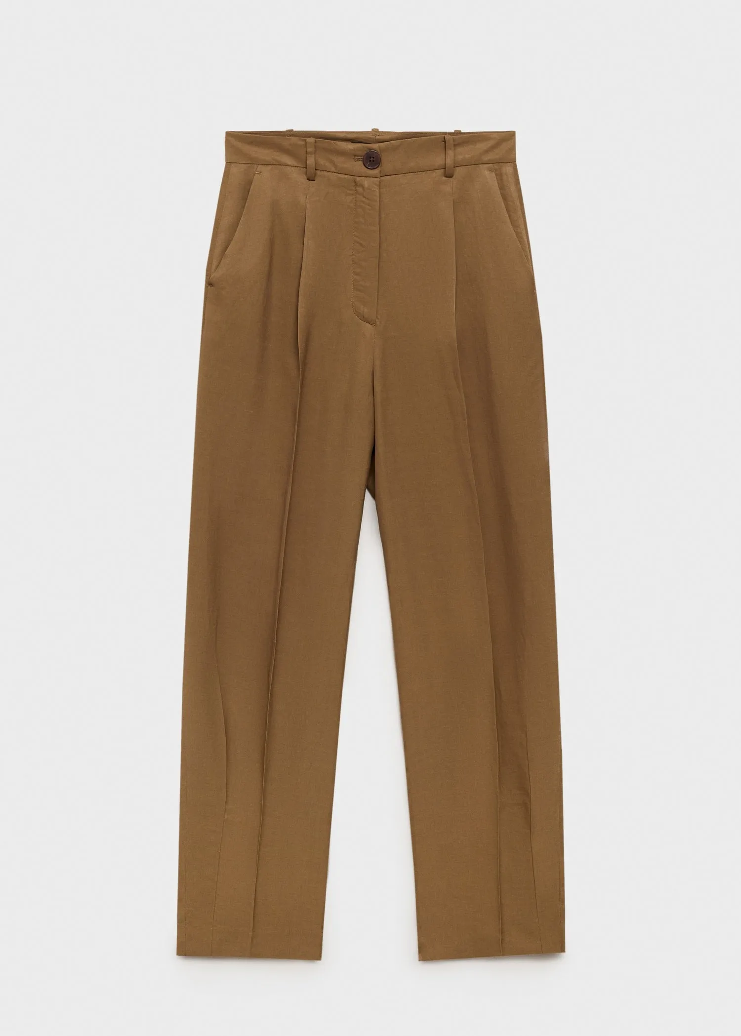 Linen-blend pleated trousers