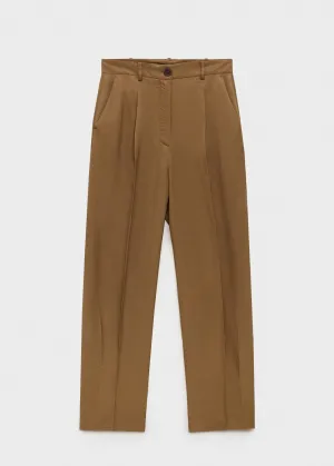 Linen-blend pleated trousers