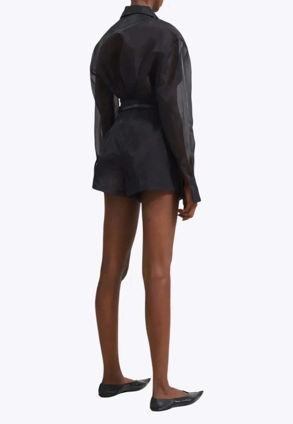 Lise Single-Breasted Sheer Blazer