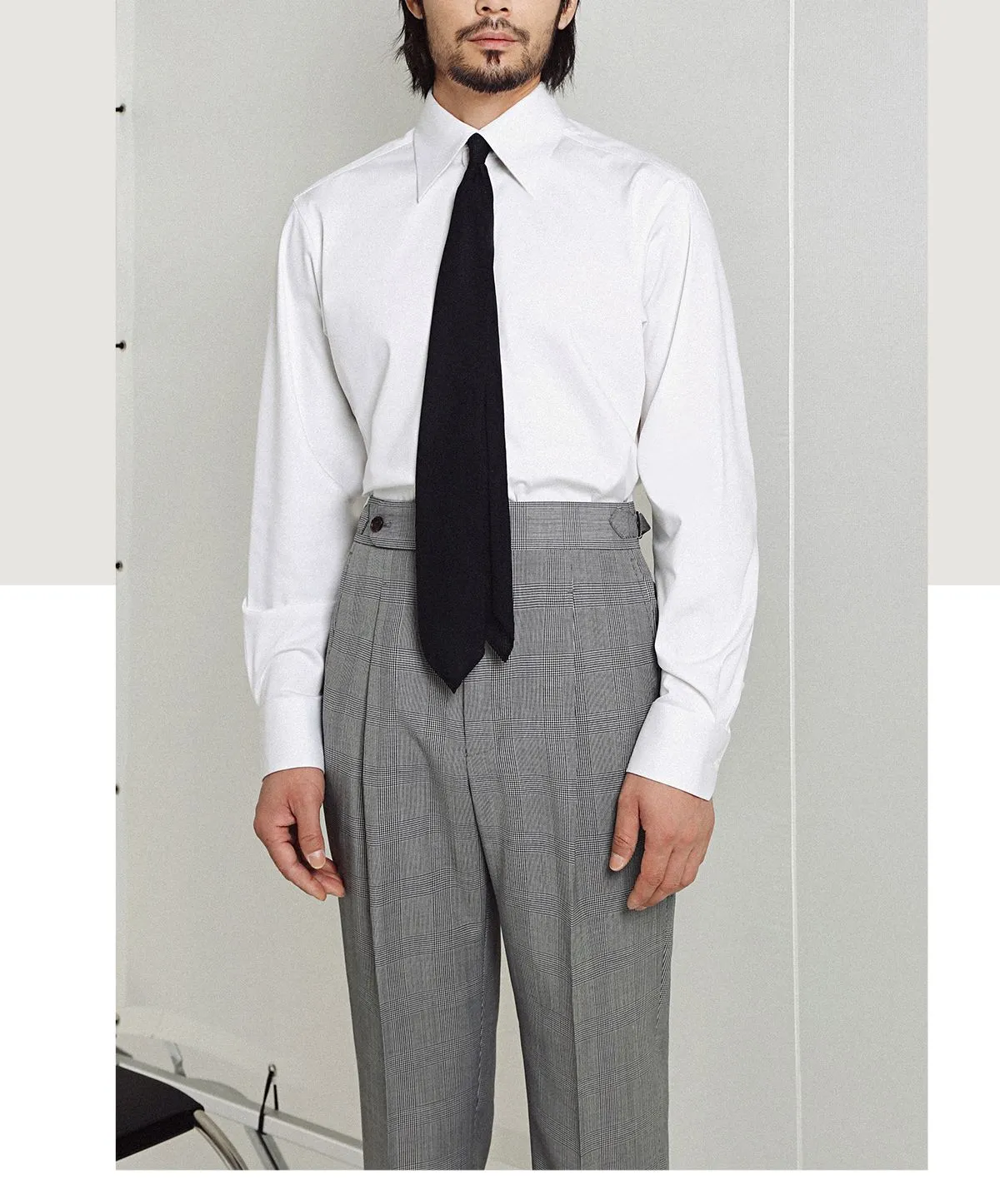 Long Pointed Collar White Shirt