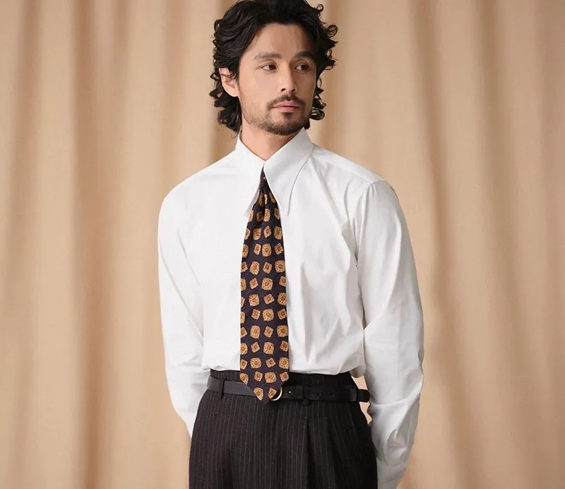 Long Pointed Collar White Shirt