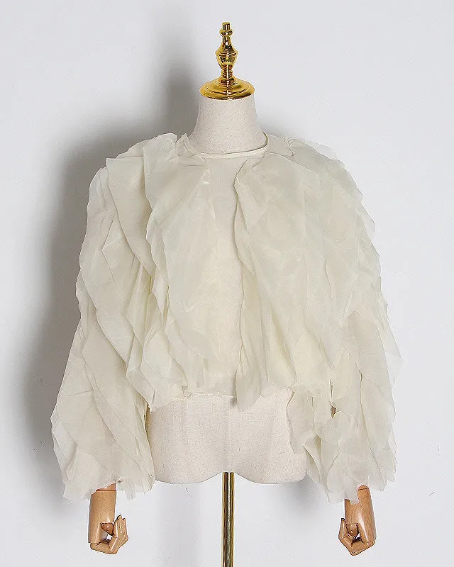 Long Sleeve Chiffon Ruffles Blouse