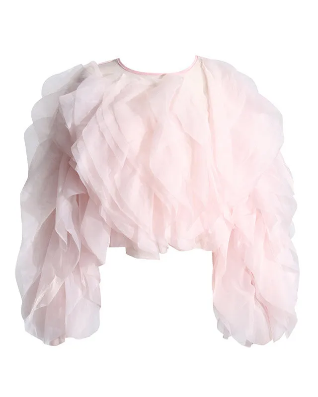 Long Sleeve Chiffon Ruffles Blouse