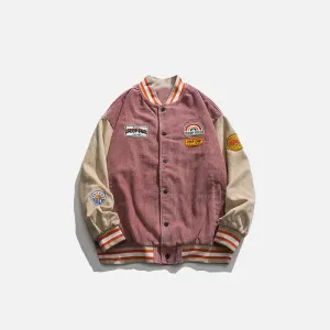 Luxurious Vintage Y2K Baseball Jacket with Embroidery