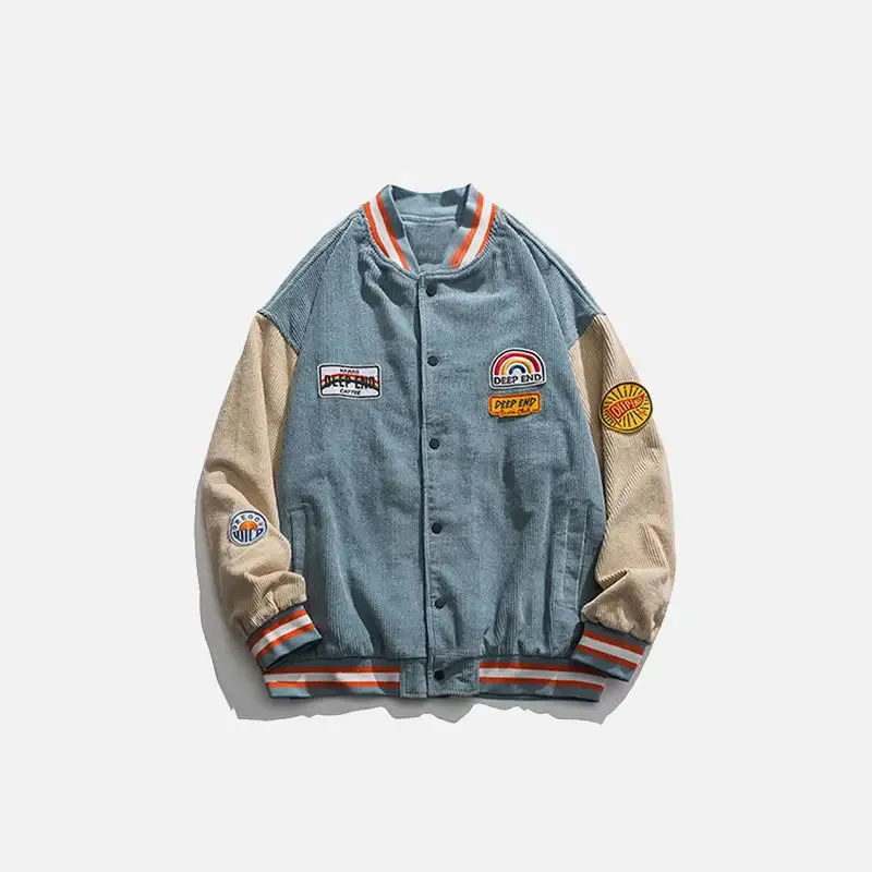 Luxurious Vintage Y2K Baseball Jacket with Embroidery