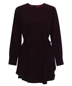 Maple Red Brown Long Sleeve Draped Blouse